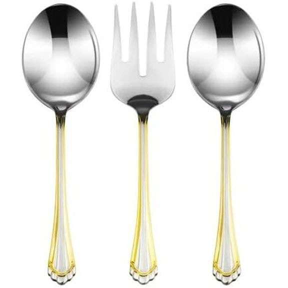 75 Piece 24K Gold Trim Flatware Set for 12