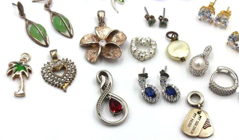 Group lot of Vintage 925 sterling silver charms and earrings