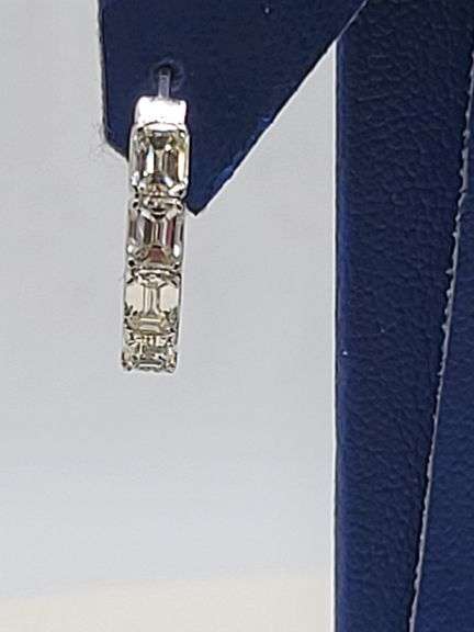 Classy 14k White Gold Diamond Hoop Earrings