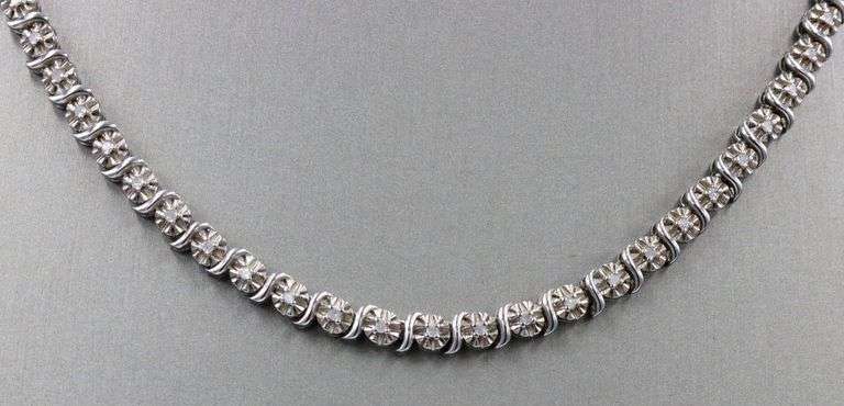 925 Sterling silver cubic zirconia link chain necklace