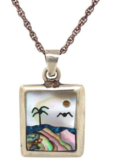 Vintage 925 sterling silver pendant on rope chain necklace