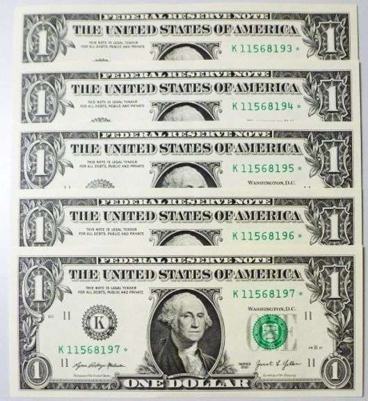 (10) Superb Crisp $1 2021 Star Replacement Notes Dallas-Consecutive!