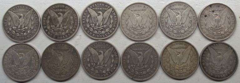 Lot of 12 Morgan Silver Dollars | Mixed Dates & Mints | 1878–1899 | Original U.S. Silver Coins