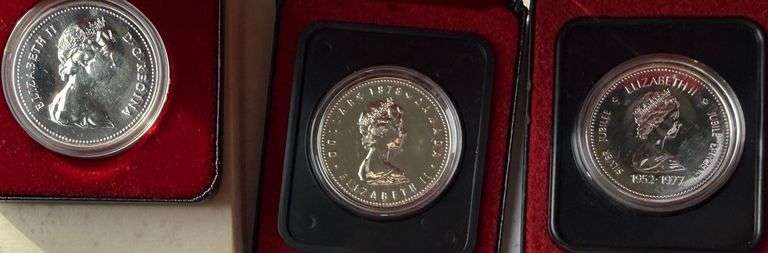 1977-9 Canada Specimen Silver Dollars.