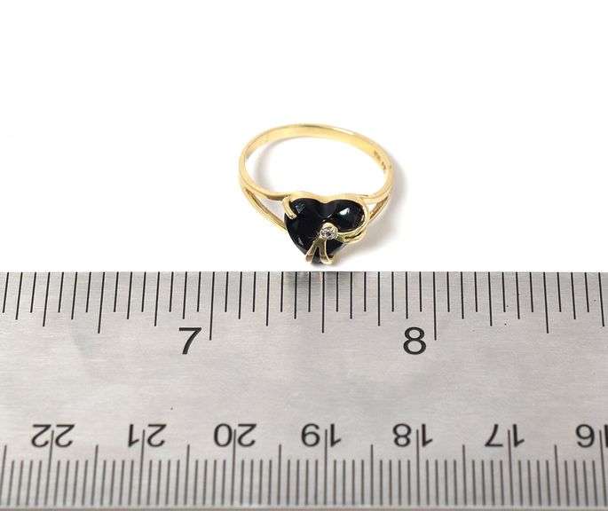 Loving 10K Yellow Gold Black Onyx Gemstone and Diamond Ring