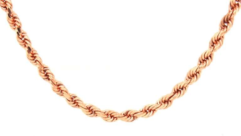 Unusual 10K Rose Gold Rope Necklace