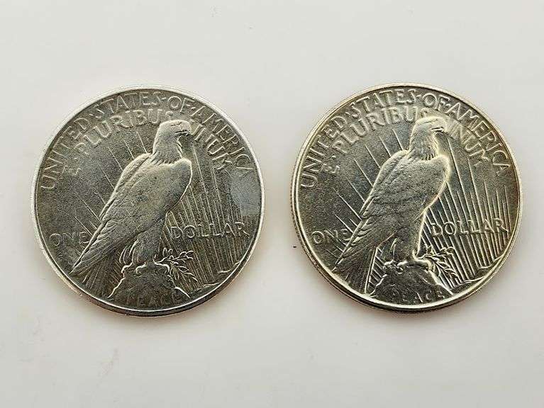 1926-S & 1934 Silver Peace Dollars Polished/Cleaned