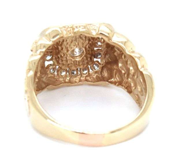14kt Yellow gold 0.90ctw diamond Nugget gent's ring