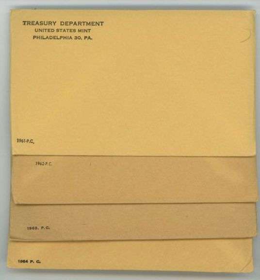 4 Different Gem Silver Proof Sets 1961 to 1964 in original envelopes