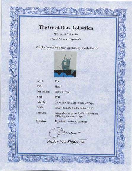 Erte "Hera" Signed Limited Edition Serigraph with Foil Stamping