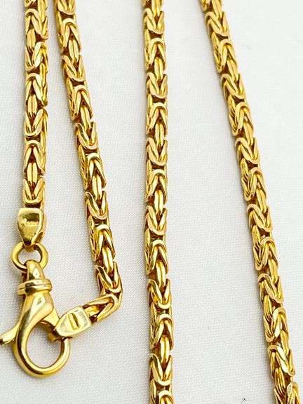 Italian 14KT Yellow Gold Solid 3MM Byzantine Chain Necklace