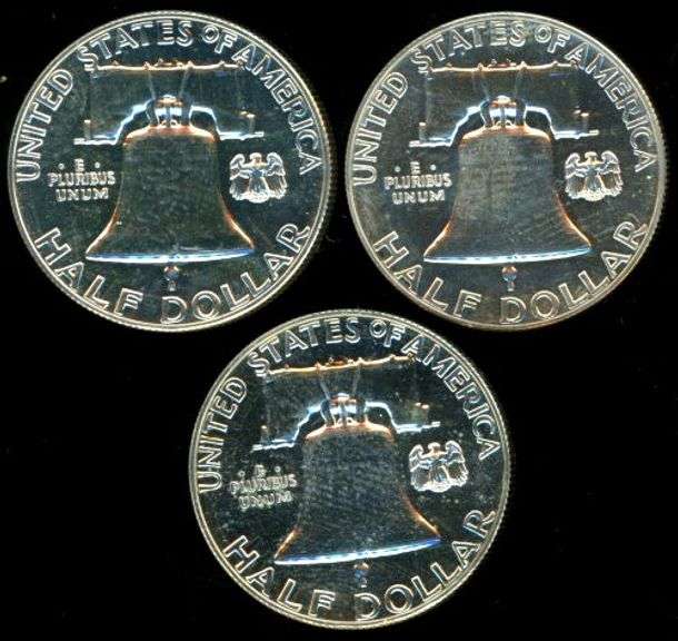 3 Choice Proof 1961 Franklin Silver Half Dollars