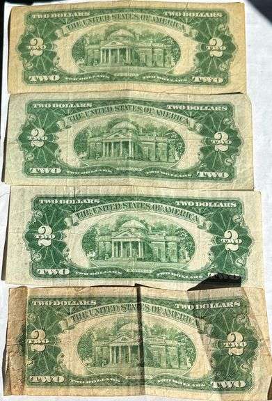 Four Various 1928 Red Seal $2 US Notes