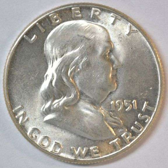 Choice to Gem BU 1951 Franklin Half Dollar with Full Bell Lines (FBL)