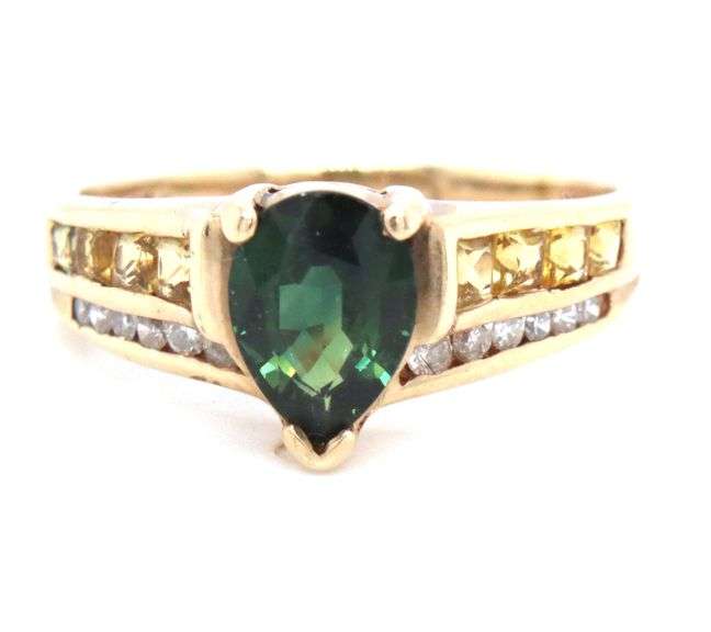 Tasteful 14K YG Green Tourmaline Ring