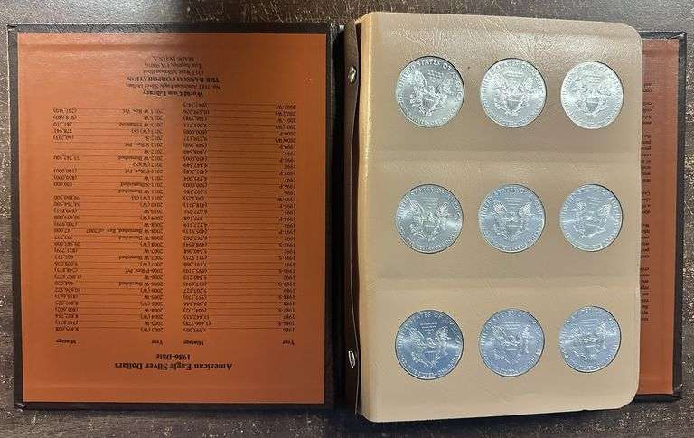 Superb Gem BU Complete 36-pc $1 Silver Eagle Set 1986-2021. Custom album