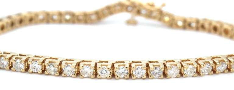 14kt Yellow gold 4ctw diamond tennis bracelet
