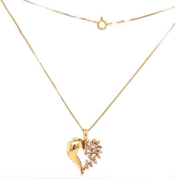 Sweet 14k YG Diamond Heart on Necklace
