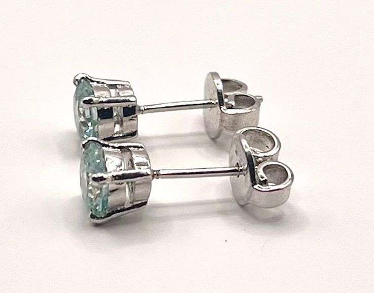 Sparkling 2.05 Ctw VVs1 Paraiba Green Simulated Diamond Earrings