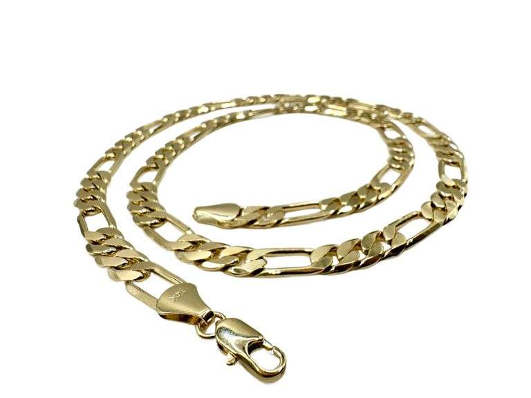 60.8 Gram 14 Kt. Gold Plate Figaro Italian Link Chain