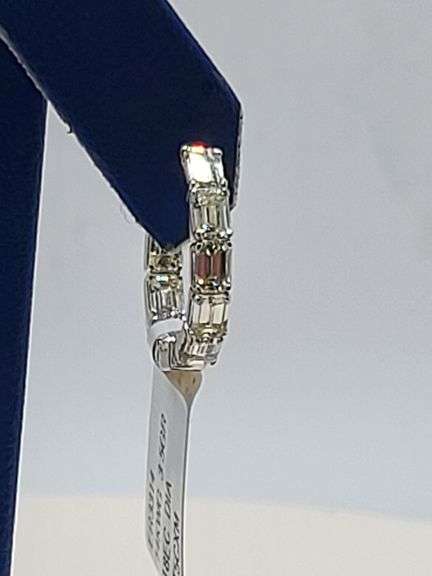 Classy 14k White Gold Diamond Hoop Earrings