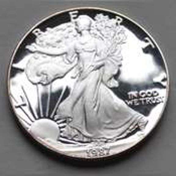 1987 S Proof Silver Eagle with Box and Paper