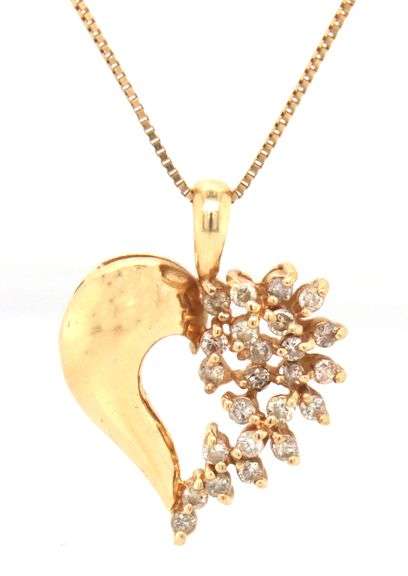 Sweet 14k YG Diamond Heart on Necklace