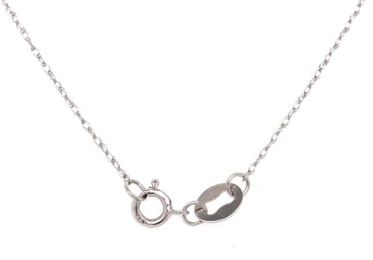 14kt White gold diamond Initial E pendant on chain