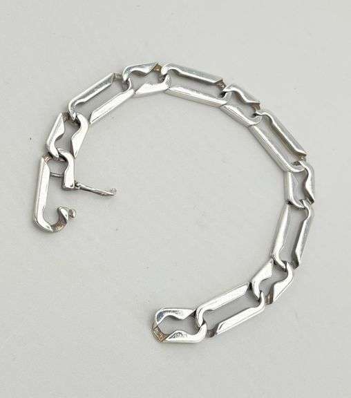 Italian 925 Sterling Silver Modernist Style Link Bracelet