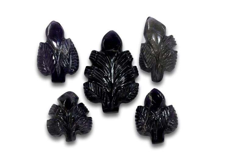 Iolite Botanical Carvings - Lot of 5