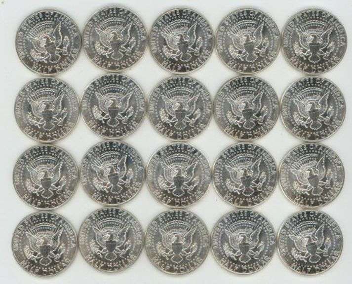 Blazing-white Choice to Gem BU Roll of 20 Silver 1964 Kennedy Halves