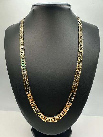 Sharp 30 Gram14K Yellow Gold Plate Mariners Chain Link Necklace