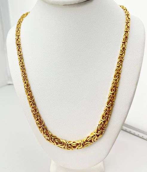 Italian 14KT Yellow Gold Gratuated 4MM to7MM Byzantine Necklace