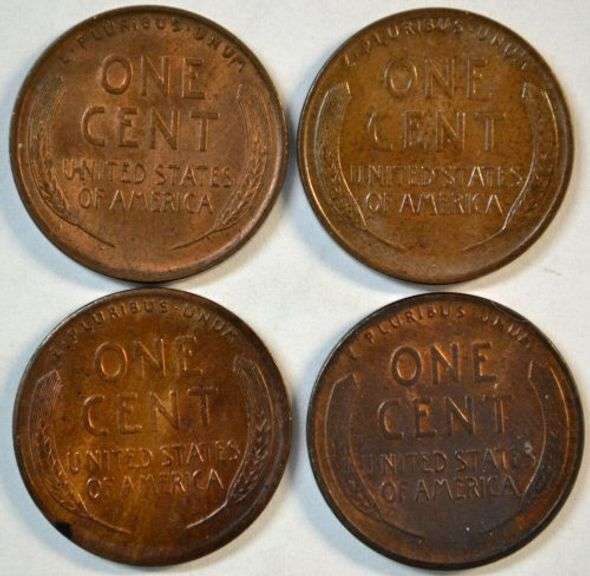 Choice original R&B Uncirculated 1910, 1911, 1912, & 1913 'P' Mint Lincoln Cents
