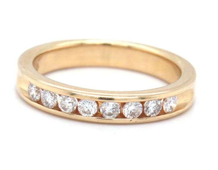 Useful 14K YG Stackable Channel Set Diamond Band