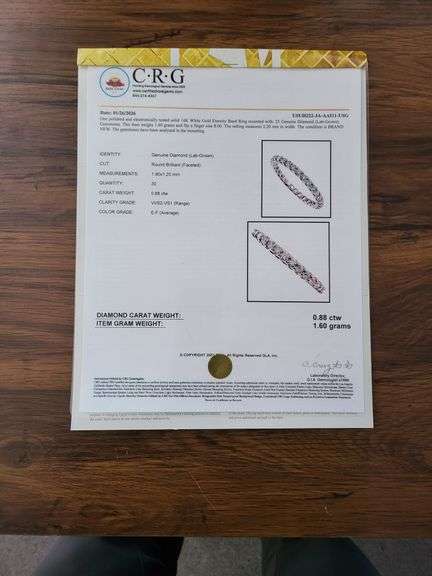 .88 CTTW Lab Diamond Eternity Band