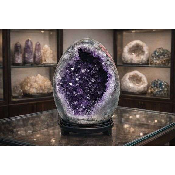 Amethyst Crystal Geode Quartz Cluster with Base
