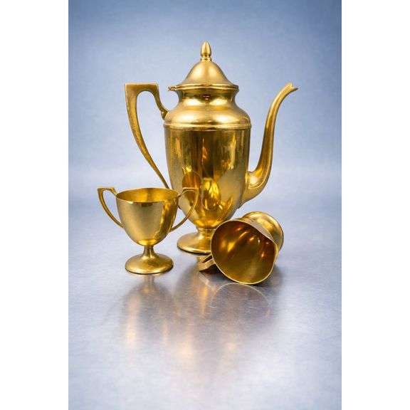 Vintage-Style Brass Coffee Service Set