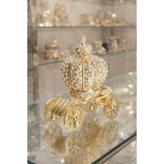 Golden Pumpkin Carriage Hinged Trinket Box