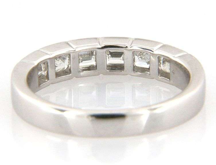 New 0.98ctw Baguette Sideways Six Stone Band Ring in 18K