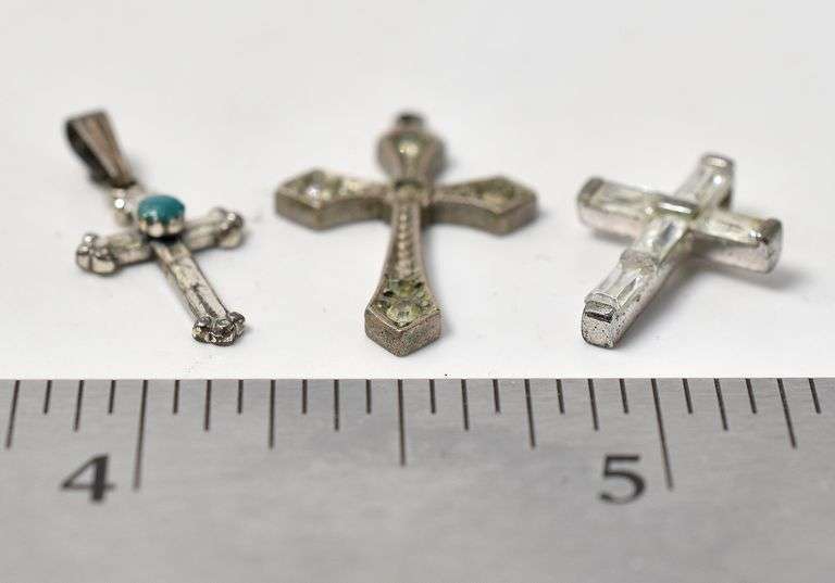 Three Cross Pendants in Sterling Silver