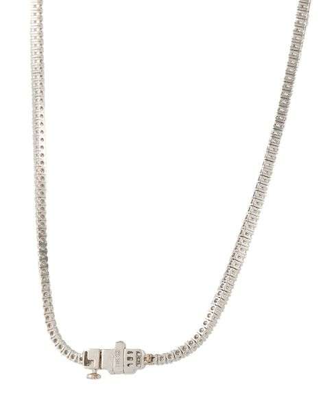 New 3.90ctw Round Diamond Straight Line Tennis Necklace in 14K