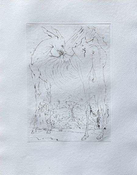 Highly Collectible and Rare Salvador Dali Wood Engraving Circa 1959