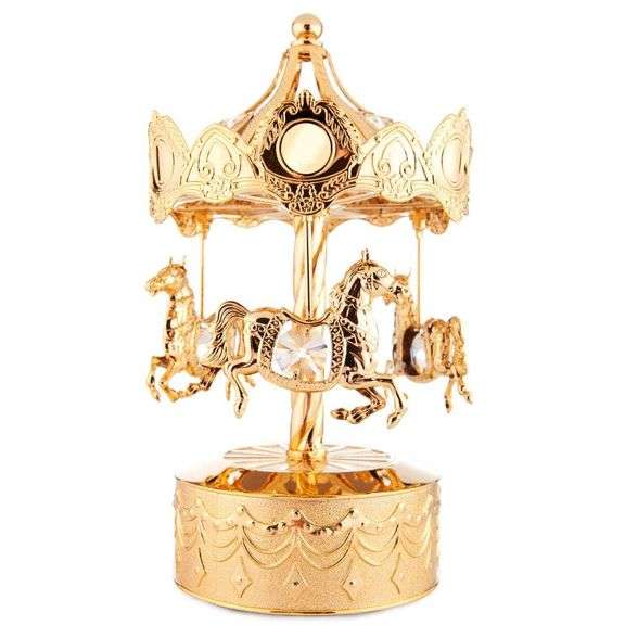 Matashi 24K Gold-Plated Carousel Music Box w/ Crystals