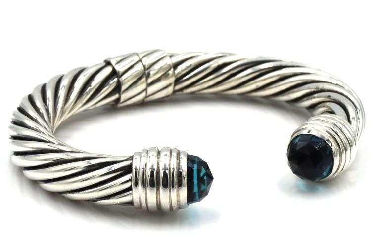 David Yurman 10mm blue topaz cuff bangle