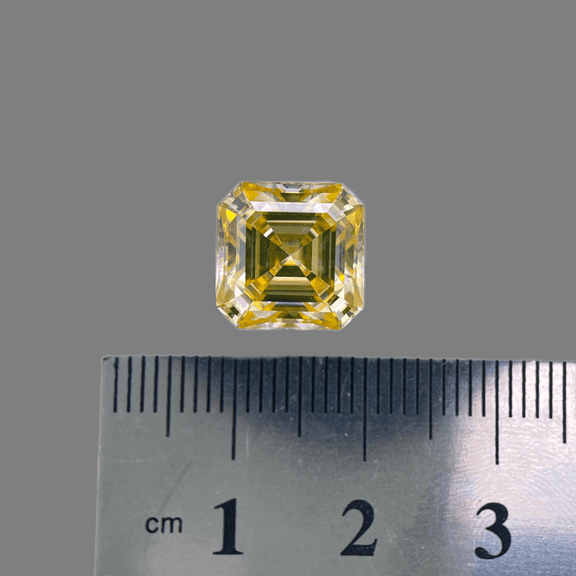 Huge 7 Ct Sparkling Lemon Yellow Asscher Cut Fire Moissanite