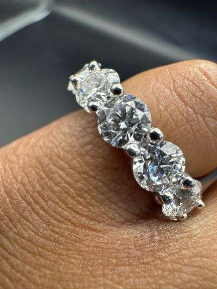 14K White Gold Round Brilliant Cut Lab Diamond Wedding Band of 8.10ct