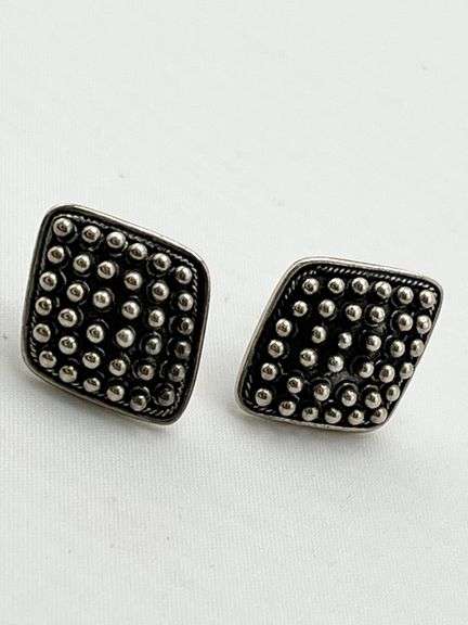 925 Sterling Silver Vintage Dot Design Earrings
