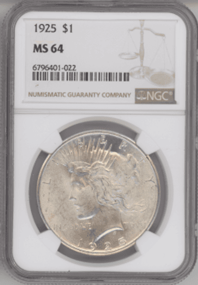 1925 Peace Silver Dollar NGC MS64 Near Gem BU | Brilliant Luster