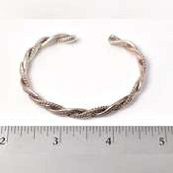 Braided Twist Cuff Bracelet in Sterling Silver.